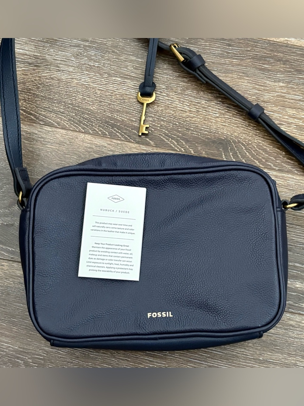 Fossil Navy Leather Crossbody Bag